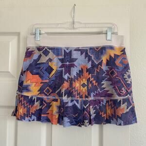 Sofibella Skort 13" Multicolor Aztec Print‎ Front Hem Pleat Tennis Women Medium